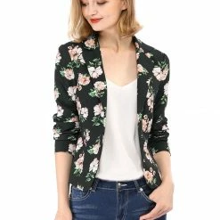 Women Allegra K Notched Lapel Open Front Blazer In Floral Print 93 Women Allegra K Notched Lapel Open Front Blazer In Floral Print