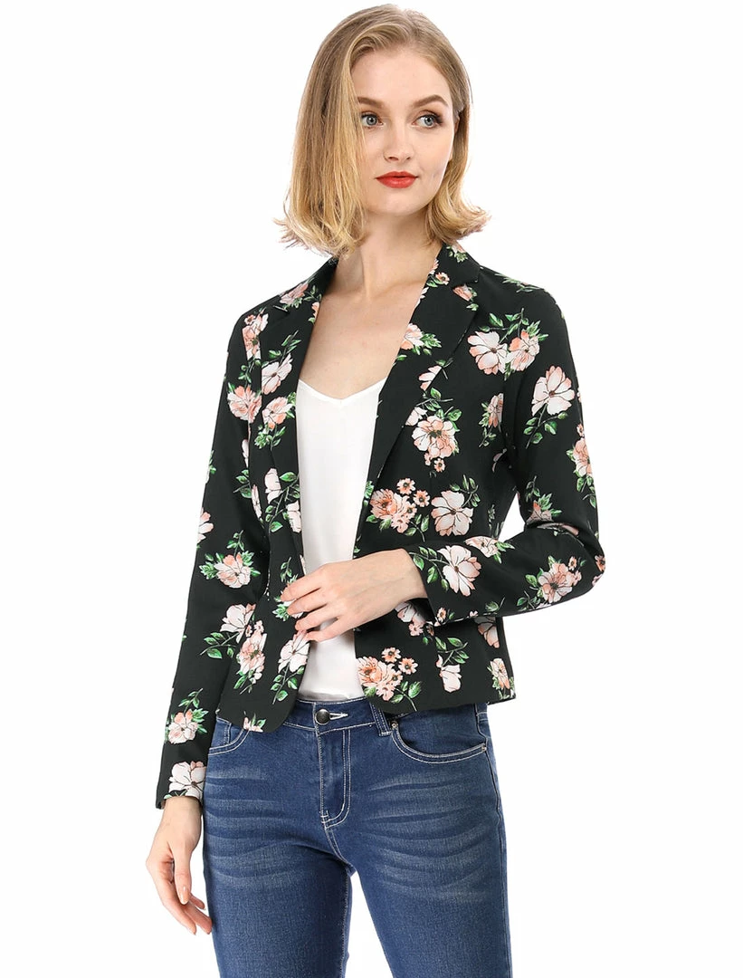 Women Allegra K Notched Lapel Open Front Blazer In Floral Print 41 Women Allegra K Notched Lapel Open Front Blazer In Floral Print