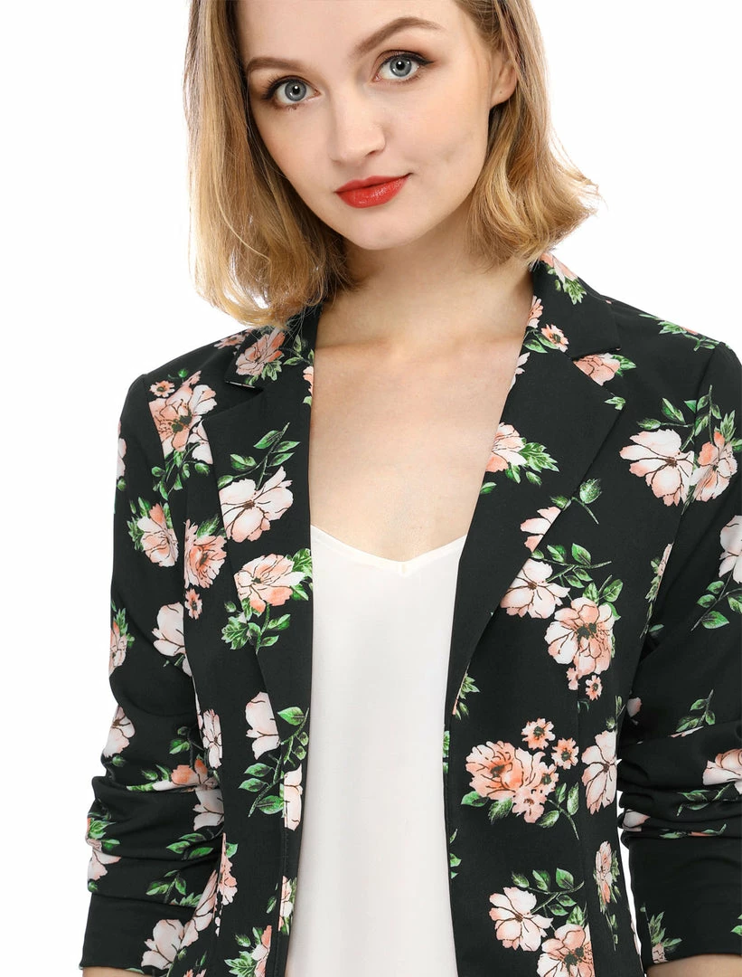 Women Allegra K Notched Lapel Open Front Blazer In Floral Print 44 Women Allegra K Notched Lapel Open Front Blazer In Floral Print