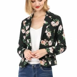 Women Allegra K Notched Lapel Open Front Blazer In Floral Print 92 Women Allegra K Notched Lapel Open Front Blazer In Floral Print