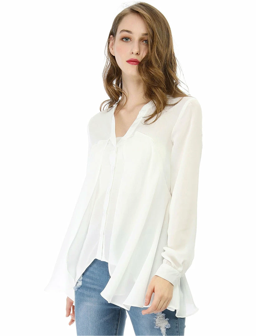 Allegra K Women Allgra K V Neck Layered Chiffon Swing Blouse W Tube Top 5 Allegra K Women Allgra K V Neck Layered Chiffon Swing Blouse W Tube Top