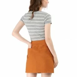 Allegra K Women Zip Fly Slit Sides Above Knee Straight Skirt