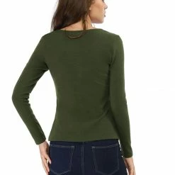 Allegra K Long Sleeves Henley Ribbed Knit Top