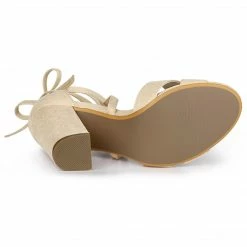 Allegra K Shoes TR4033-7 Women Crisscross Front Block Heeled Lace Up Sandals