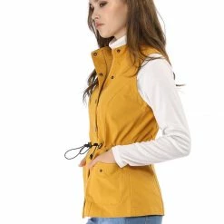 Allegra K Women Functional Pockets Drawstring Waist Cargo Vest