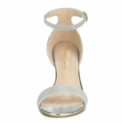 Allegra K Shoes Women's Glitter Ankle Strap Stiletto Heel Sandals