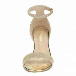 Allegra K Shoes Women's Glitter Ankle Strap Stiletto Heel Sandals