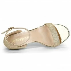 Allegra K Shoes Women's Glitter Ankle Strap Stiletto Heel Sandals