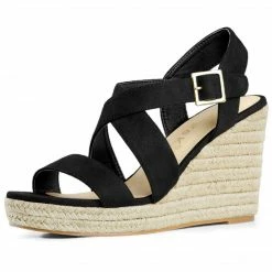 Allegra K Shoes Women's Espadrilles Platform Slingback Wedges Sandals