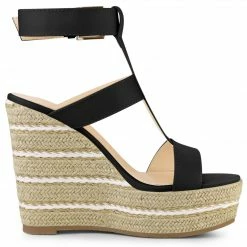 Allegra K Women's Strappy Espadrille Wedge High Platform Sandal Shoes