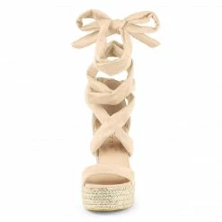 Allegra K Shoes Women's Espadrille Platform Wedges Heel Lace Up Sandals