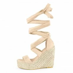 Allegra K Shoes Women's Espadrille Platform Wedges Heel Lace Up Sandals