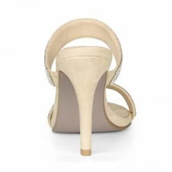 Allegra K Shoes Women's Open Toe Stiletto Heel Rhinestone Mules Sandals