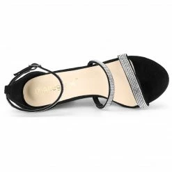 Allegra K Women's Rhinestone Ankle Strap Stiletto High Heels Sandals