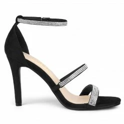 Allegra K Women's Rhinestone Ankle Strap Stiletto High Heels Sandals