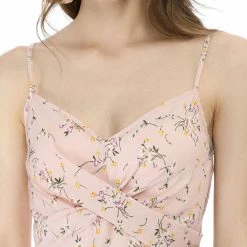 Women Allegra K Spaghetti Strap Twist Front Keen Length Dress