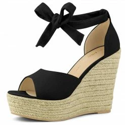 Allegra K Women's Espadrilles Tie Up Ankle Strap Wedge Sandals 57 Allegra K Women's Espadrilles Tie Up Ankle Strap Wedge Sandals