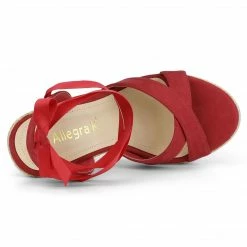 Allegra K Shoes Women's Espadrille Platform Lace Up Wedges Sandals