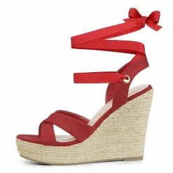 Allegra K Shoes Women's Espadrille Platform Lace Up Wedges Sandals