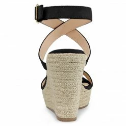 Allegra K Women's Slingback Crisscross Espadrille Wedge Heel Sandals Shoes