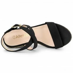 Allegra K Women's Slingback Crisscross Espadrille Wedge Heel Sandals Shoes