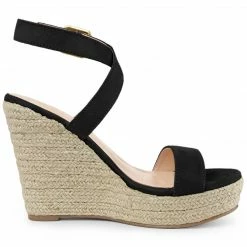 Allegra K Women's Slingback Crisscross Espadrille Wedge Heel Sandals Shoes
