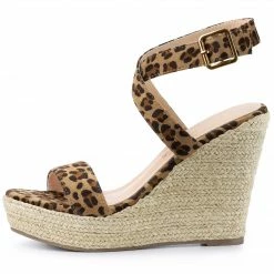 Allegra K Women's Slingback Crisscross Espadrille Wedge Heel Sandals Shoes