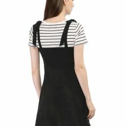 Allegra K Women's Strap Button Down Faux Suede A-Line Mini Overall Dress 102 Allegra K Women's Strap Button Down Faux Suede A-Line Mini Overall Dress