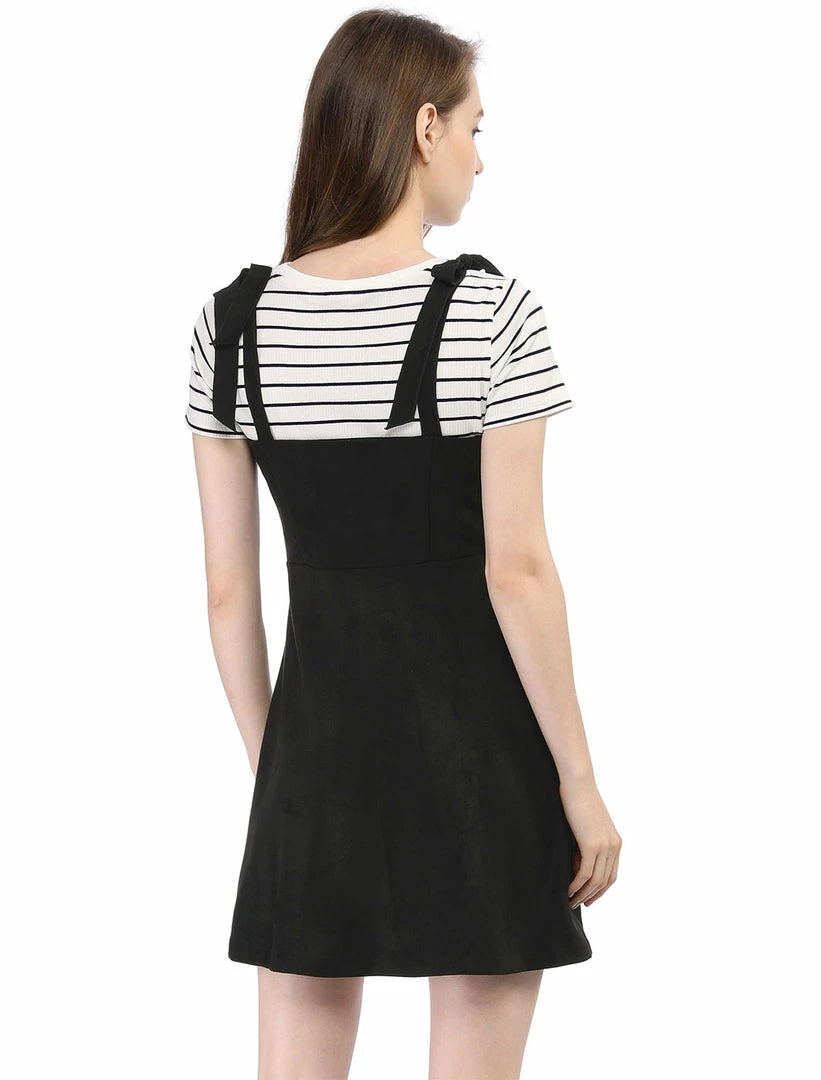 Allegra K Women's Strap Button Down Faux Suede A-Line Mini Overall Dress 49 Allegra K Women's Strap Button Down Faux Suede A-Line Mini Overall Dress