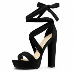 Allegra K Women's Lace Up Platform Heels Sandals