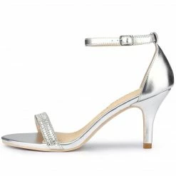 Allegra K Shoes Women's Stiletto Heel Rhinestone Ankle Strap Heels Sandals