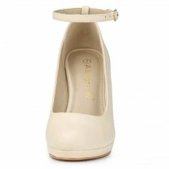 Allegra K Women's Round Toe Stiletto Heel Ankle Strap Pumps Shoes