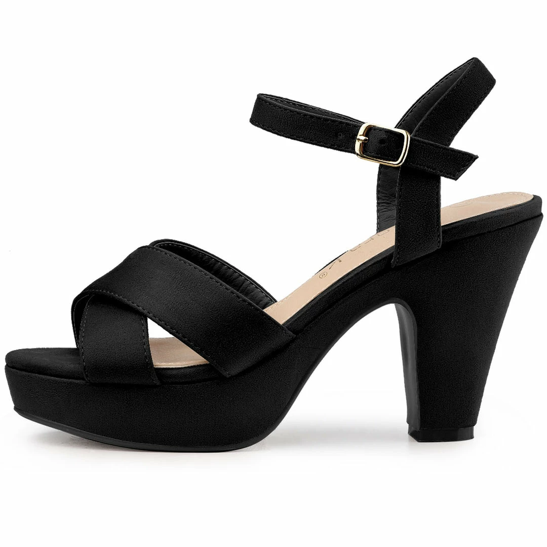 Allegra K Shoes Women's Platform Chunky Heel Ankle Strap Sandals 37 Allegra K Shoes Women's Platform Chunky Heel Ankle Strap Sandals