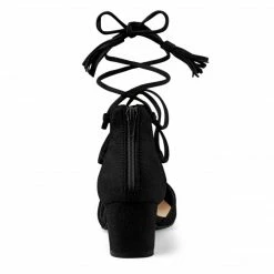 Allegra K Women's Pointed Toe Block Heels Lace Up Pumps Shoes