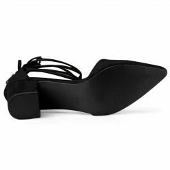 Allegra K Women's Pointed Toe Block Heels Lace Up Pumps Shoes