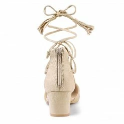 Allegra K Women's Pointed Toe Block Heels Lace Up Pumps Shoes