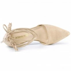Allegra K Women's Pointed Toe Block Heels Lace Up Pumps Shoes