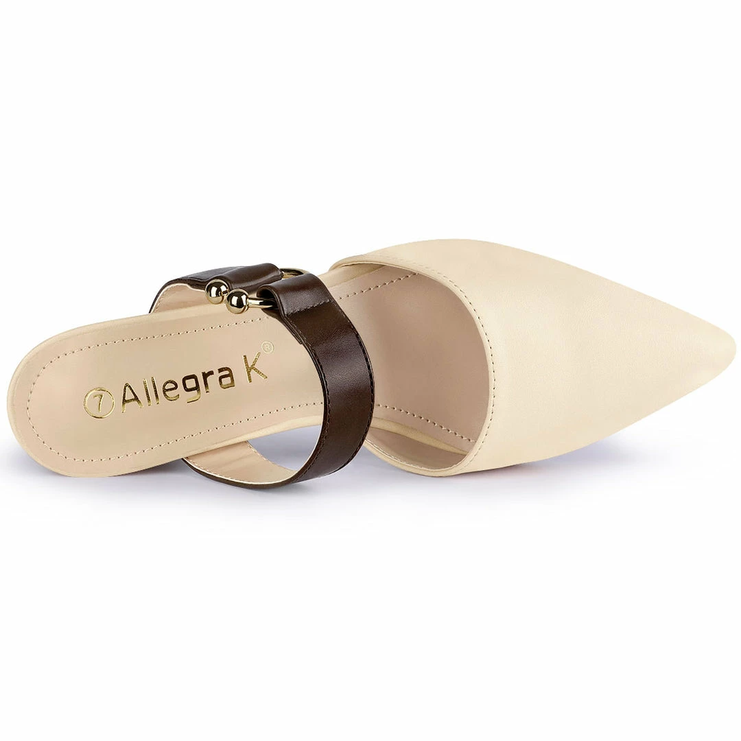 Allegra K Shoes Women's Pointed Toe Chunky Heel Dress Mules Pumps 21 Allegra K Shoes Women's Pointed Toe Chunky Heel Dress Mules Pumps
