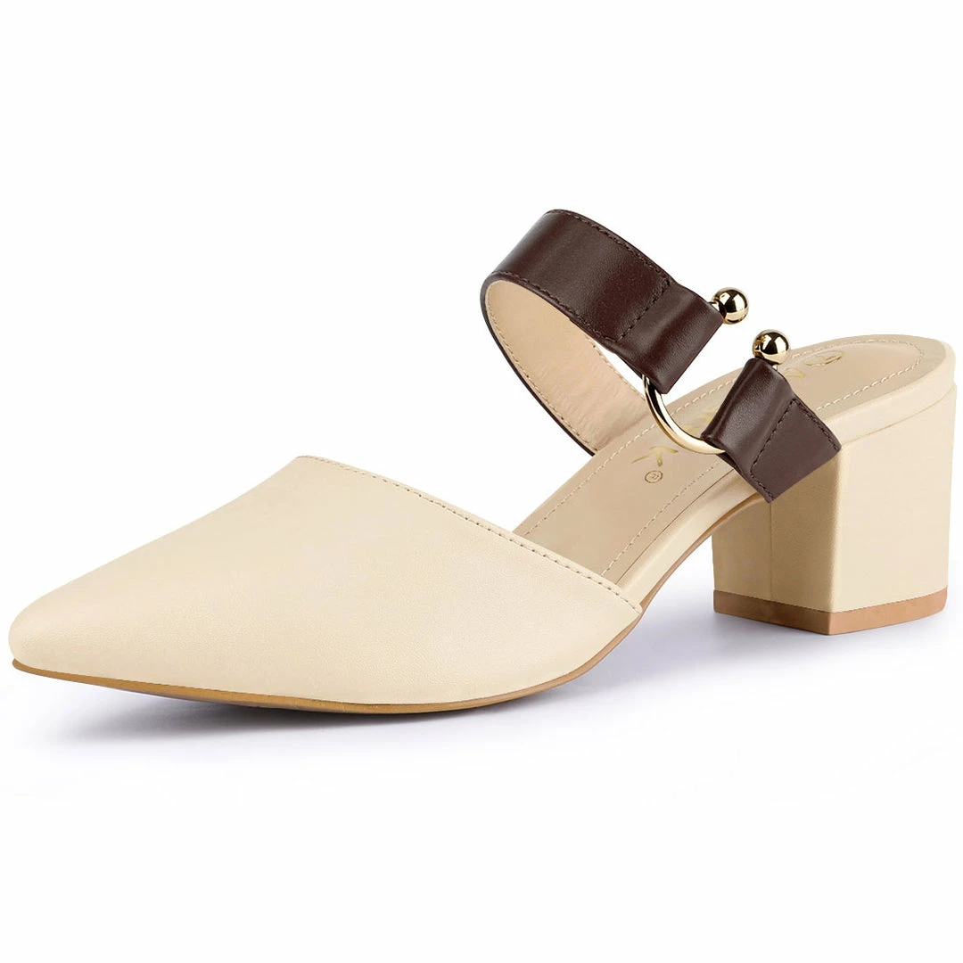 Allegra K Shoes Women's Pointed Toe Chunky Heel Dress Mules Pumps 17 Allegra K Shoes Women's Pointed Toe Chunky Heel Dress Mules Pumps