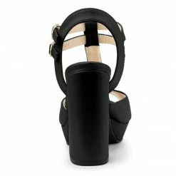 Allegra K Women's Peep Toe T Strap Platform Block Heel Sandals