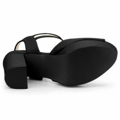 Allegra K Women's Peep Toe T Strap Platform Block Heel Sandals