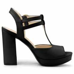 Allegra K Women's Peep Toe T Strap Platform Block Heel Sandals