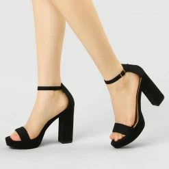 Allegra K Shoes Women's Platform Ankle Strap Chunky High Heel Sandals