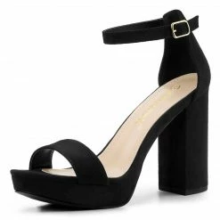 Allegra K Shoes Women's Platform Ankle Strap Chunky High Heel Sandals