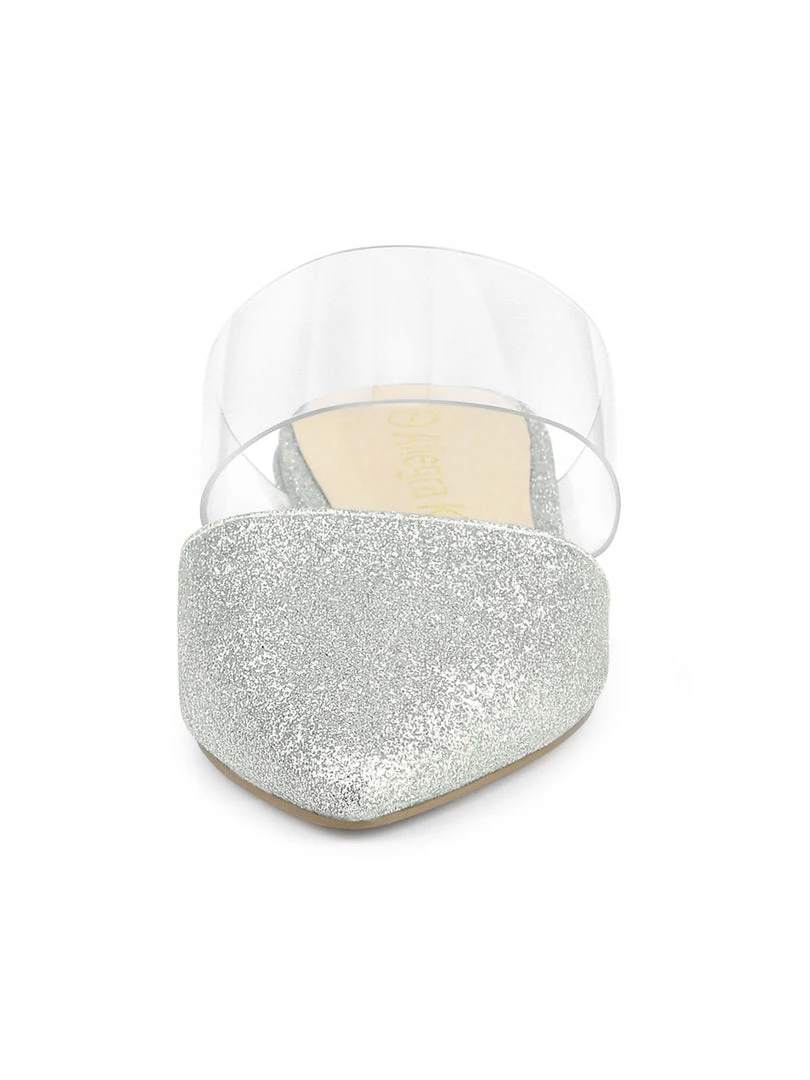 Allegra K Women's Pointed Toe Glitter Clear Strap Block Heel Sandals Shoes 11 Allegra K Women's Pointed Toe Glitter Clear Strap Block Heel Sandals Shoes