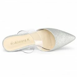 Allegra K Women's Pointed Toe Glitter Clear Strap Block Heel Sandals Shoes 30 Allegra K Women's Pointed Toe Glitter Clear Strap Block Heel Sandals Shoes