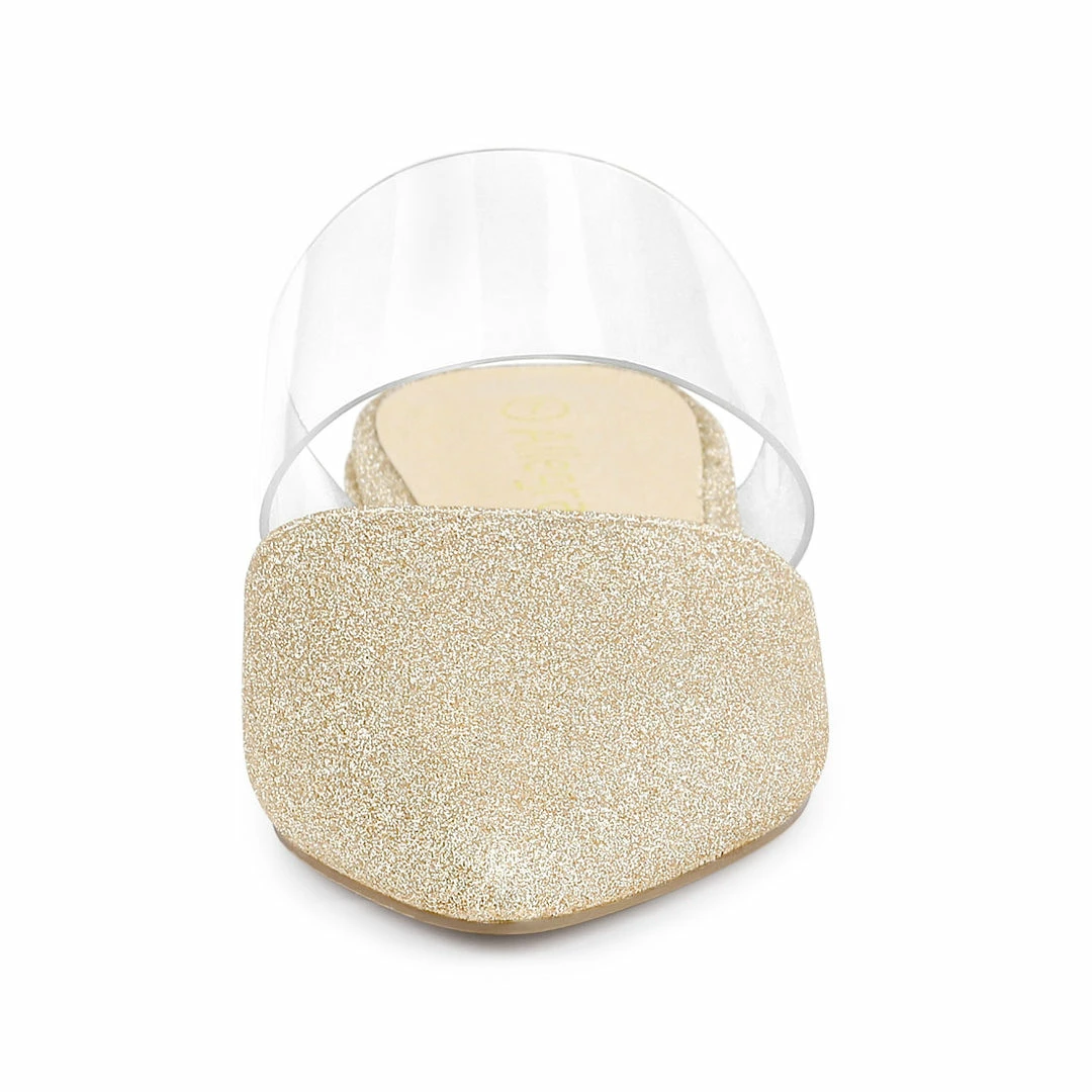 Allegra K Women's Pointed Toe Glitter Clear Strap Block Heel Sandals Shoes 5 Allegra K Women's Pointed Toe Glitter Clear Strap Block Heel Sandals Shoes