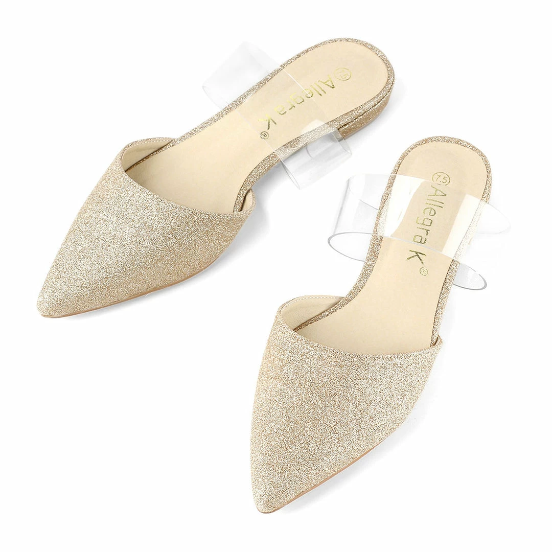 Allegra K Women's Pointed Toe Glitter Clear Strap Block Heel Sandals Shoes 3 Allegra K Women's Pointed Toe Glitter Clear Strap Block Heel Sandals Shoes
