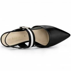 Allegra K Women's Pointed Toe Slingback Flat Pumps