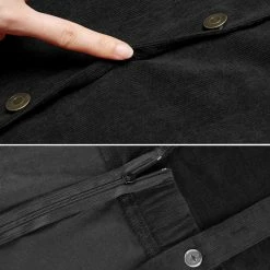 Allegra K Women's Corduroy Button Decor A Line Suspender Overall Skirt Dress